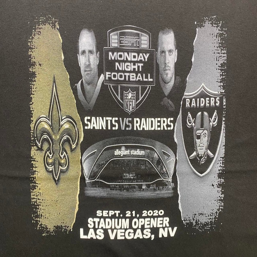 Las Vegas Raiders 2020 stadium opener shirt
Raiders vs Saints
Brees vs Carr